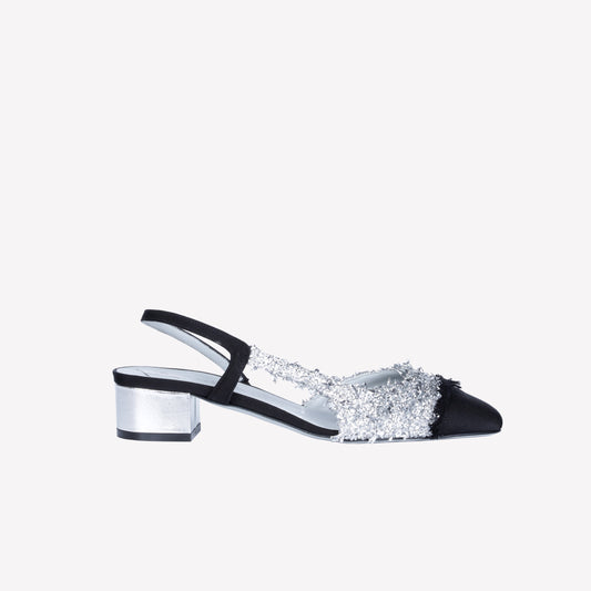 SLINGBACK IN TESSUTO LUREX SILVER ACANTO - Spring Summer Preview | Roberto Festa