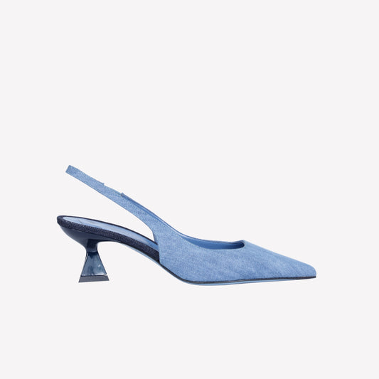 BLUE JEANS SLINGBACK WITH NAVY DETAILS ARABEL - Trend Alert: Denim | Roberto Festa