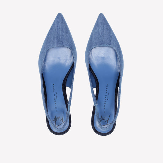 SLINGBACK IN BLUE JEANS CON DETTAGLI NAVY ARABEL - Blu | Roberto Festa