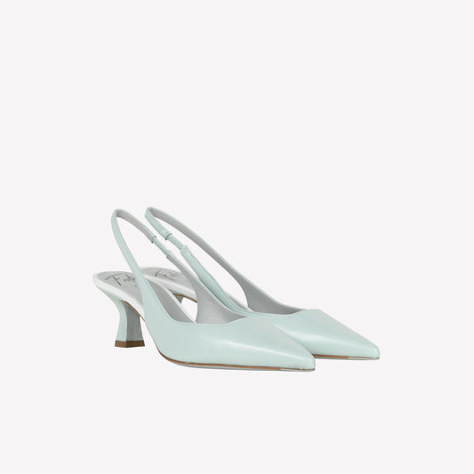 SLINGBACK IN PELLE COLOR ACQUA CON DETTAGLI BIANCHI ARABEL - NO DISCOUNT | Roberto Festa