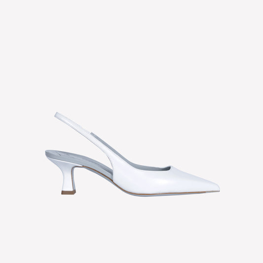 WHITE-COLORED LEATHER SLINGBACK WITH ICE DETAILS ARABEL - Spring Summer Preview | Roberto Festa