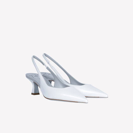 WHITE-COLORED LEATHER SLINGBACK WITH ICE DETAILS ARABEL - NO DISCOUNT | Roberto Festa