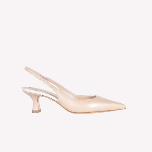 COOKIE-COLORED LEATHER SLINGBACK WITH BUTTER DETAILS ARABEL - Ceremonial Shoes | Roberto Festa