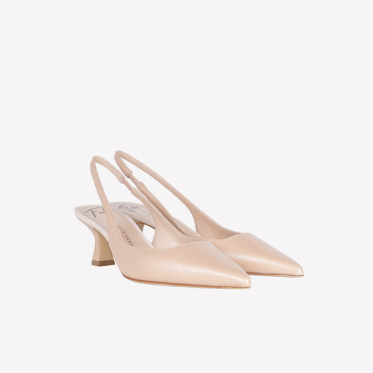 COOKIE-COLORED LEATHER SLINGBACK WITH BUTTER DETAILS ARABEL - Ceremonial Shoes | Roberto Festa