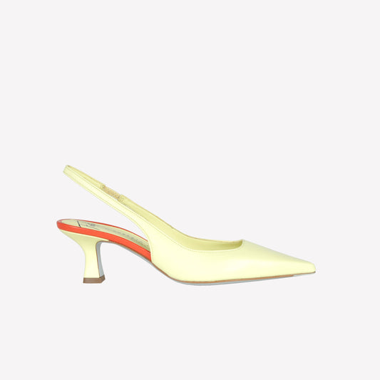 MIMOSA-COLORED LEATHER SLINGBACK WITH TANGERINE DETAILS ARABEL - NO DISCOUNT | Roberto Festa