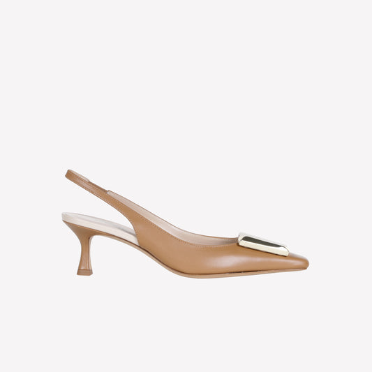 TWO-TONE NUDE NAPPA LEATHER SLINGBACK WITH ACCESSORY ARIENNE - Ceremonial Shoes | Roberto Festa