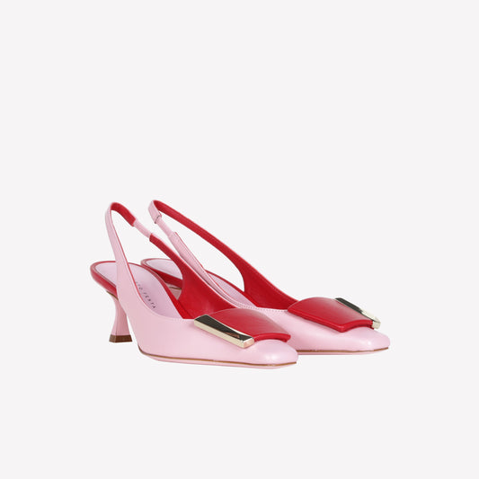 TWO-TONE PINK NAPPA LEATHER SLINGBACK WITH ACCESSORY ARIENNE - Spring Summer Preview | Roberto Festa