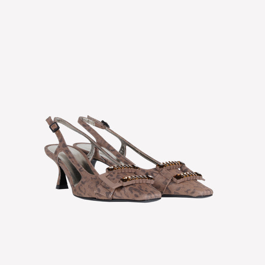 LEOPARD DENIM SLINGBACK WITH BAGUETTE ACCESSORY ATENA - Trend Alert: Denim | Roberto Festa