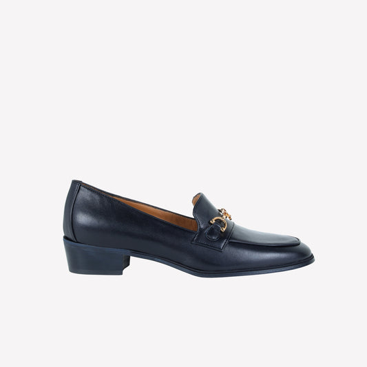 NAPPA LEATHER LOAFER WITH GOLD HORSEBIT ACCESSORY AXEL - Nero | Roberto Festa