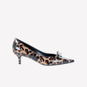 VARNISHED NAPPA LEATHER PUMPS WITH LEOPARD PRINT AND BOW DAVID