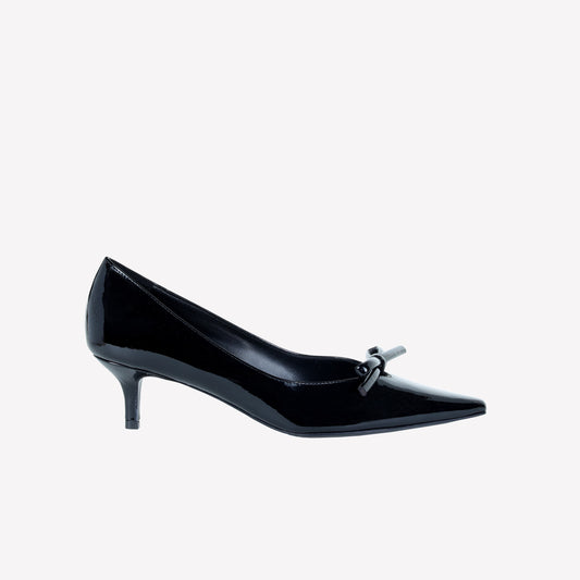 BLACK PATENT LEATHER PUMP WITH BOW DAVID - Nero | Roberto Festa