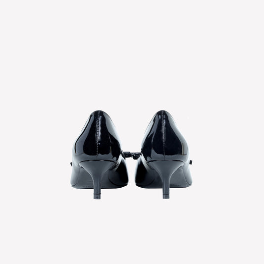 BLACK PATENT LEATHER PUMP WITH BOW DAVID - Nero | Roberto Festa