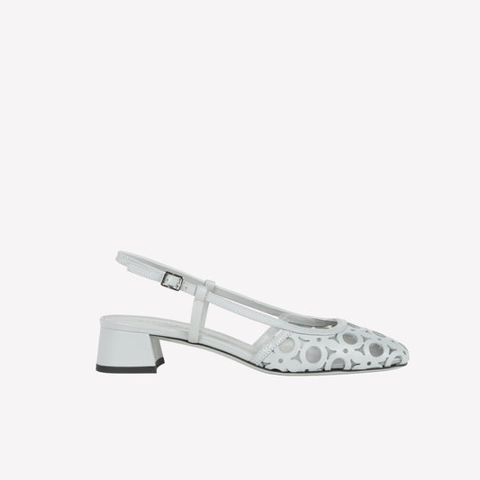 ICE WHITE LEATHER SLINGBACK WITH CUT OUT PROCESSING DILLY
 - Bianco | Roberto Festa