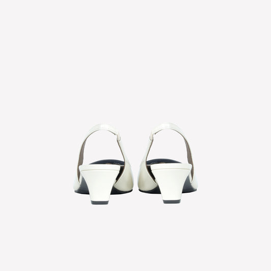 OFF WHITE BRUSHED CALFSKIN SLINGBACK WITH RUBBERIZED BUCKLE DORIEN - Bianco | Roberto Festa