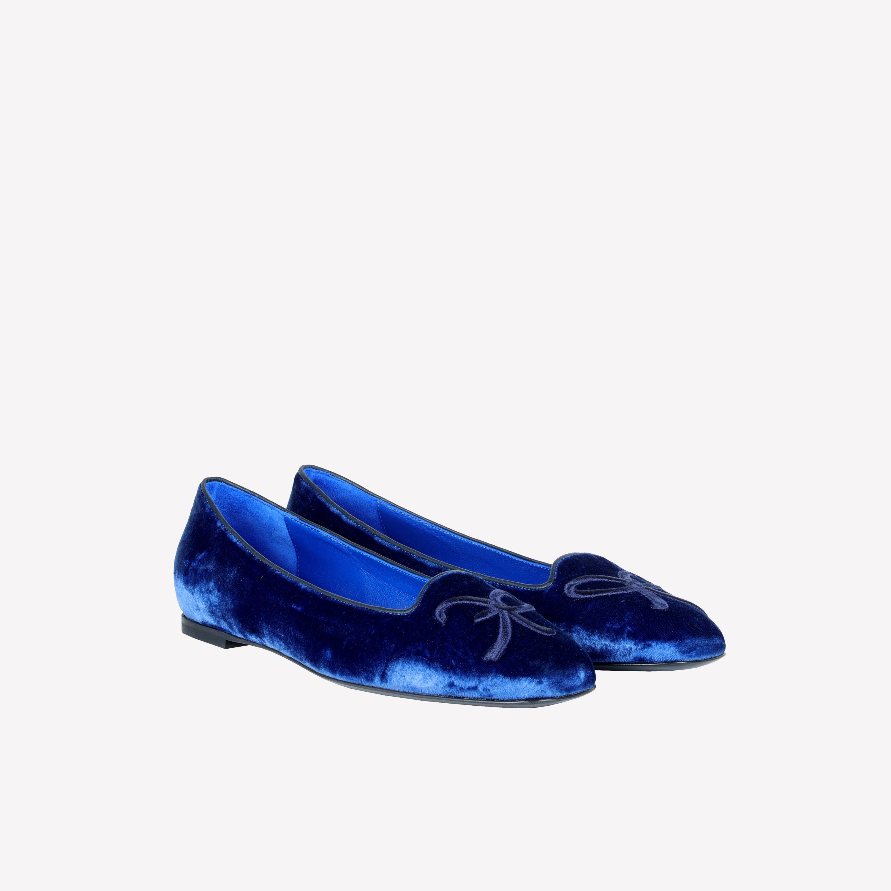 Blue velvet shoes on sale