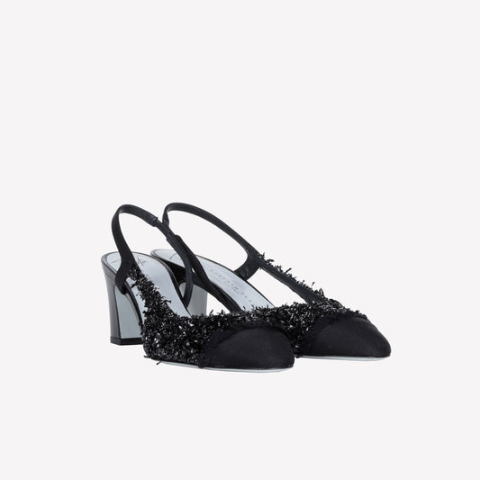 SLINGBACK IN TESSUTO LUREX NERO FICUS - Nero | Roberto Festa