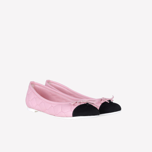 PINK LEATHER BALLERINA WITH WAVY EMBROIDERY AND BLACK TIP FLY - Spring Summer Preview | Roberto Festa