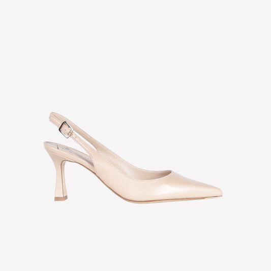 COOKIE LEATHER SLINGBACK WITH MEDIUM HEEL FRANS - Beige | Roberto Festa