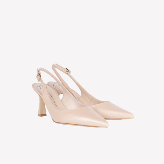 COOKIE LEATHER SLINGBACK WITH MEDIUM HEEL FRANS - Beige | Roberto Festa