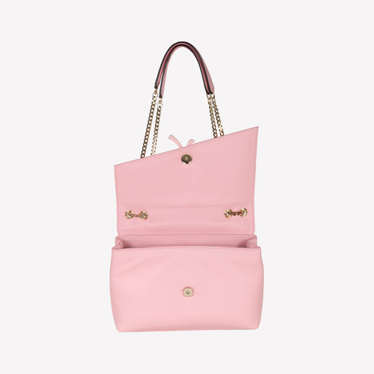 PINK LEATHER ASYMMETRICAL FLAP SHOULDER BAG WITH LACQUERED ACCESSORY GIORGIA - Rosa | Roberto Festa