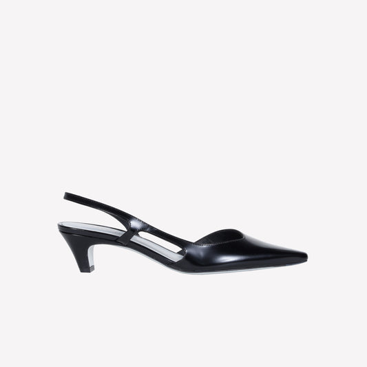 SLINGBACK IN BLACK BRUSHED LEATHER GLADY - Spring Summer Preview | Roberto Festa