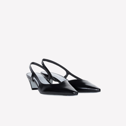 SLINGBACK IN BLACK BRUSHED LEATHER GLADY - Spring Summer Preview | Roberto Festa