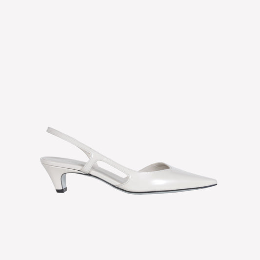 SLINGBACK IN WHITE BRUSHED LEATHER GLADY - White | Roberto Festa