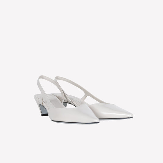 SLINGBACK IN WHITE BRUSHED LEATHER GLADY - White | Roberto Festa