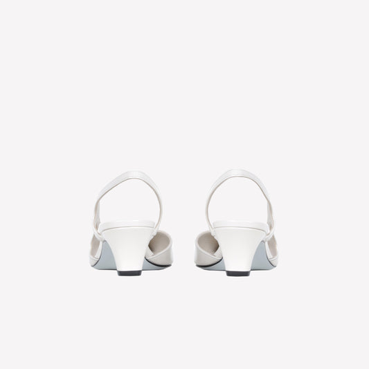 SLINGBACK IN WHITE BRUSHED LEATHER GLADY - White | Roberto Festa