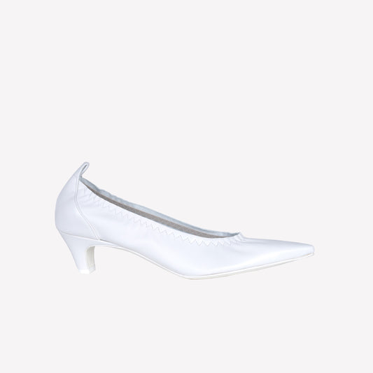 WHITE LEATHER PUMPS WITH ELASTIC NECKLINE IRIS - NO DISCOUNT | Roberto Festa