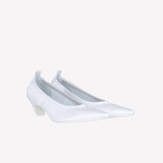 WHITE LEATHER PUMPS WITH ELASTIC NECKLINE IRIS - Bianco | Roberto Festa