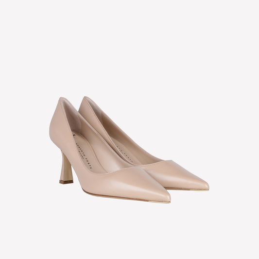 COOKIE LEATHER PUMPS WITH MEDIUM HEEL KATE - Beige | Roberto Festa