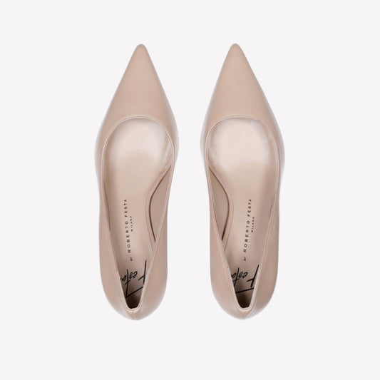 COOKIE LEATHER PUMPS WITH MEDIUM HEEL KATE - Beige | Roberto Festa