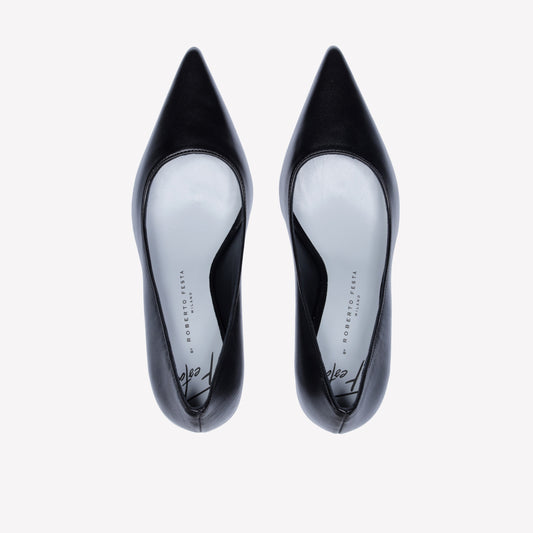 BLACK LEATHER PUMPS WITH MEDIUM HEEL KATE - Nero | Roberto Festa