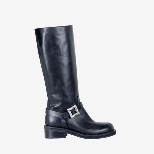 CALFSKIN BIKER WITH CRYSTALS BUCKLE LIPA - Boots and Booties | Roberto Festa