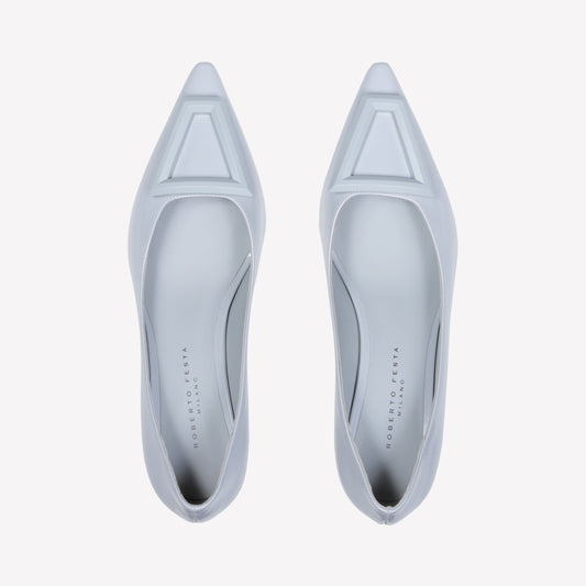 ICE BRUSHED CALFSKIN PUMPS WITH MATTE ACCESSORY MOON - Bianco | Roberto Festa