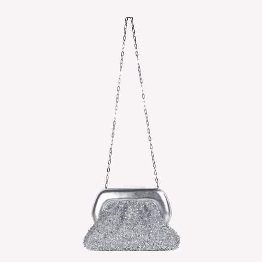 SILVER LUREX FABRIC CLUTCH OFELIA - Argento | Roberto Festa