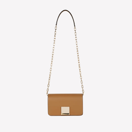 BORSA A SPALLA IN PELLE NUDE CON ACCESSORIO A CONTRASTO RHODA - Beige | Roberto Festa