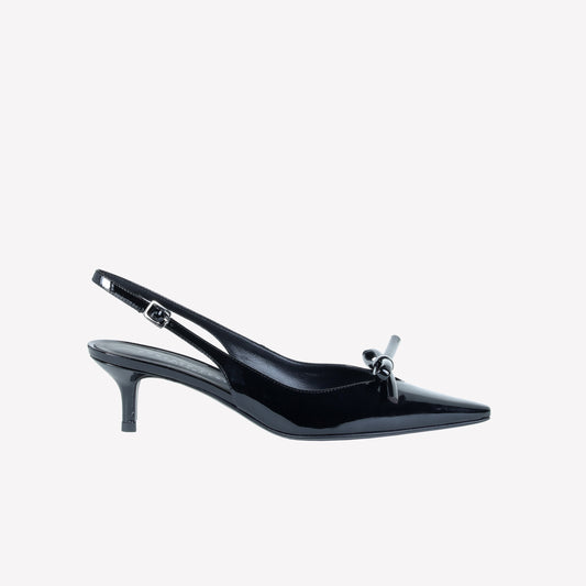 BLACK PATENT LEATHER SLINGBACK WITH BOW SENYA - Slingback | Roberto Festa