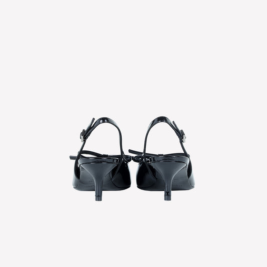 BLACK PATENT LEATHER SLINGBACK WITH BOW SENYA - Nero | Roberto Festa