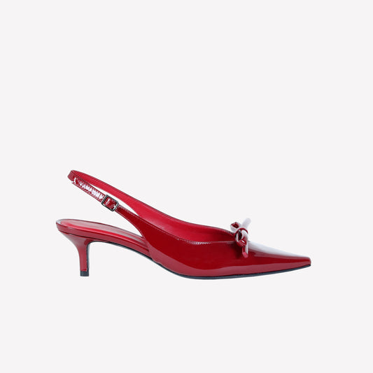 RED PATENT LEATHER SLINGBACK WITH BOW SENYA - Rosso | Roberto Festa