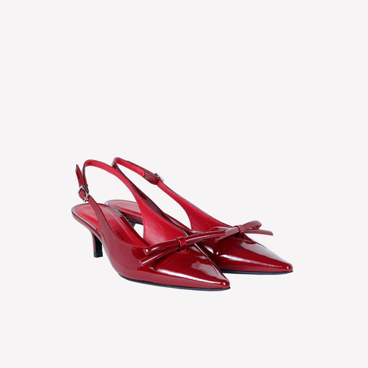 RED PATENT LEATHER SLINGBACK WITH BOW SENYA - Slingback | Roberto Festa