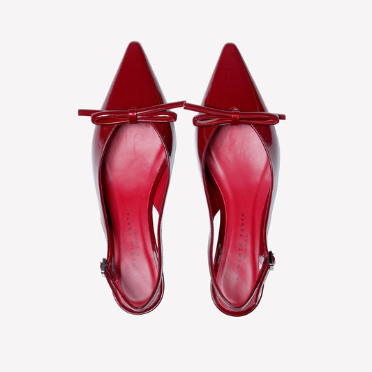 RED PATENT LEATHER SLINGBACK WITH BOW SENYA - Rosso | Roberto Festa