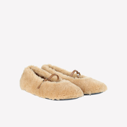 SHEEPSKIN BALLERINA WITH INSTEP STRAP SHEY - Women&#39;s Shoes: Elegant Footwear | Official Site