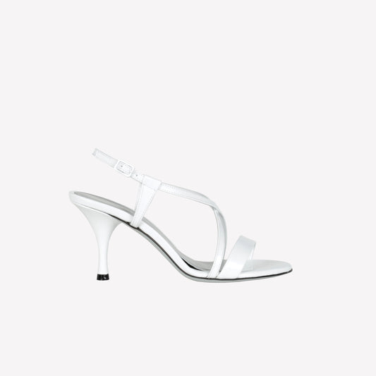 WHITE BRUSHED CALFSKIN SANDAL WITH CROSSOVER STRAP SUSAN - NO DISCOUNT | Roberto Festa