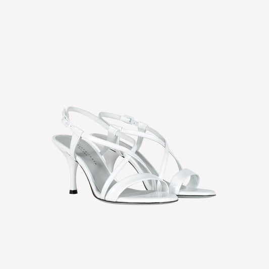 WHITE BRUSHED CALFSKIN SANDAL WITH CROSSOVER STRAP SUSAN - Bianco | Roberto Festa