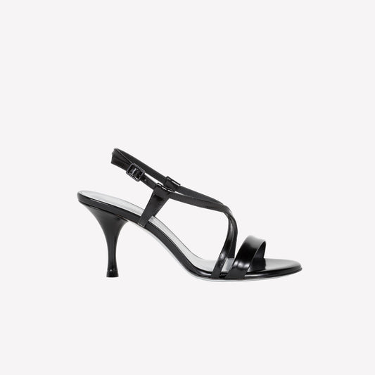 BLACK BRUSHED CALFSKIN SANDAL WHIT CROSSOVER STRAP SUSAN - NO DISCOUNT | Roberto Festa