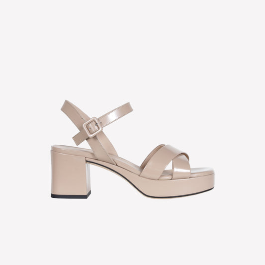 BRUSHED SKIN NUDE SANDAL WITH CROSSOVER TELLA - Beige | Roberto Festa