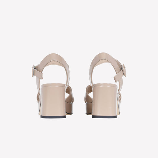 BRUSHED SANDAL WITH CROSSOVER TELLA - Beige | Roberto Festa