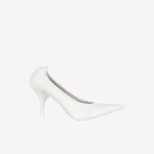 WHITE NAPPA LEATHER PUMPS WITH ELASTICIZED NECKLINE TULIPAN - Spring Summer Preview | Roberto Festa